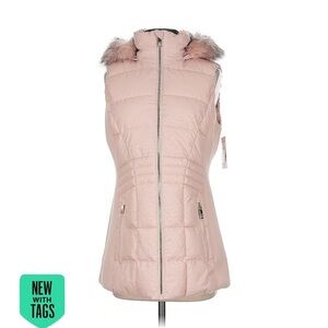 🩷 Michael Kors Pink Hooded Faux Fur Trim Vest NWT 220.00
